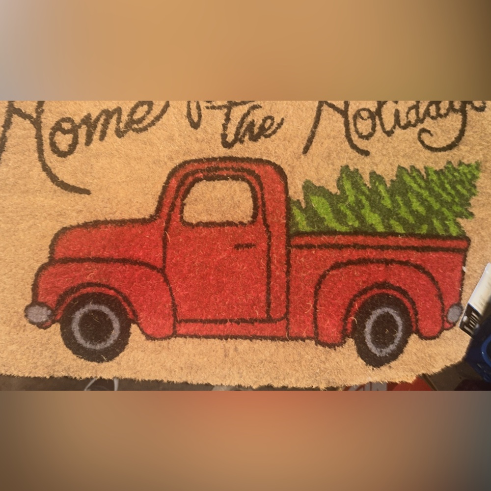 Festive Red Truck Christmas Doormat